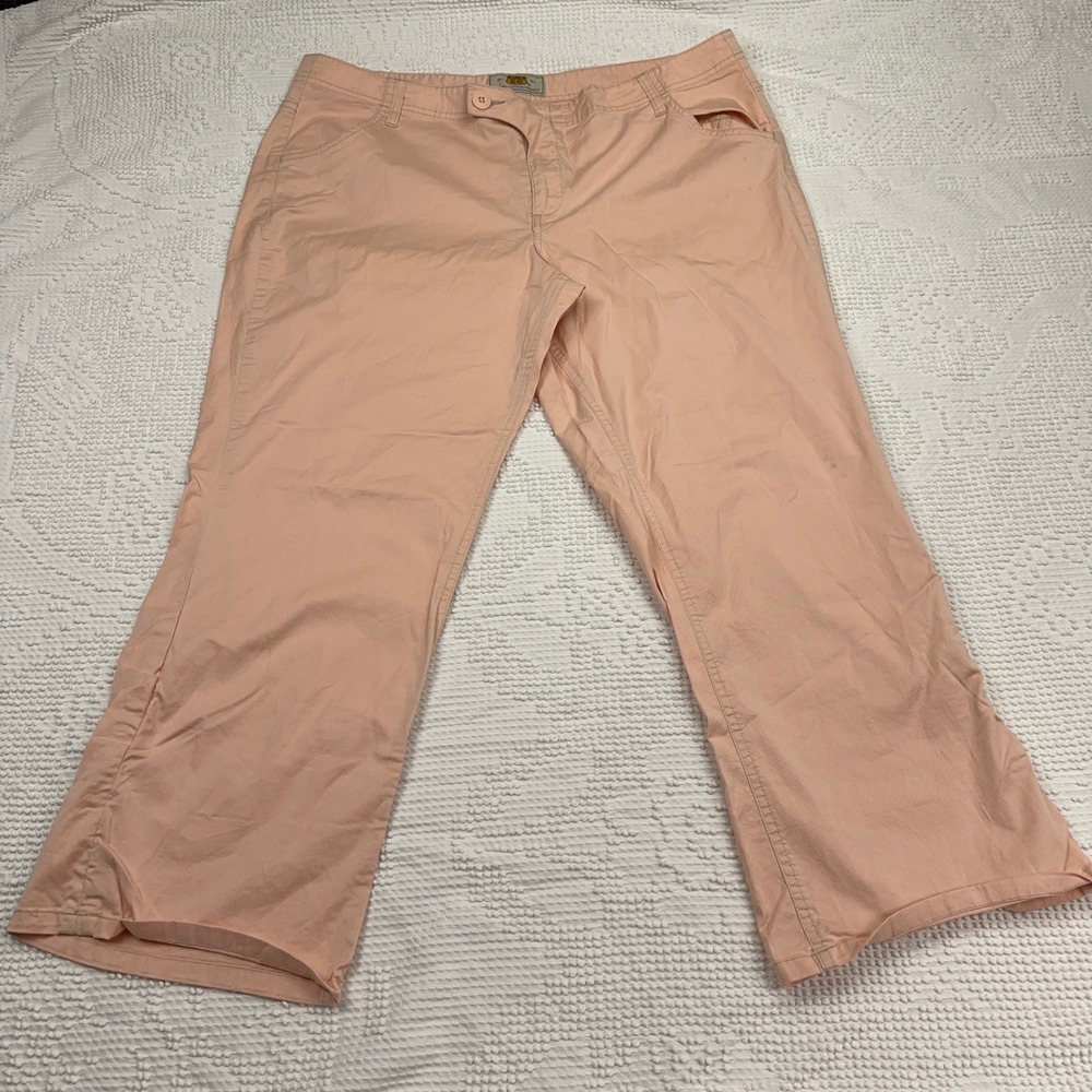 Route 66 Womens Peach Stretch Cotton Capri Pants Size 20W Cropped Trousers